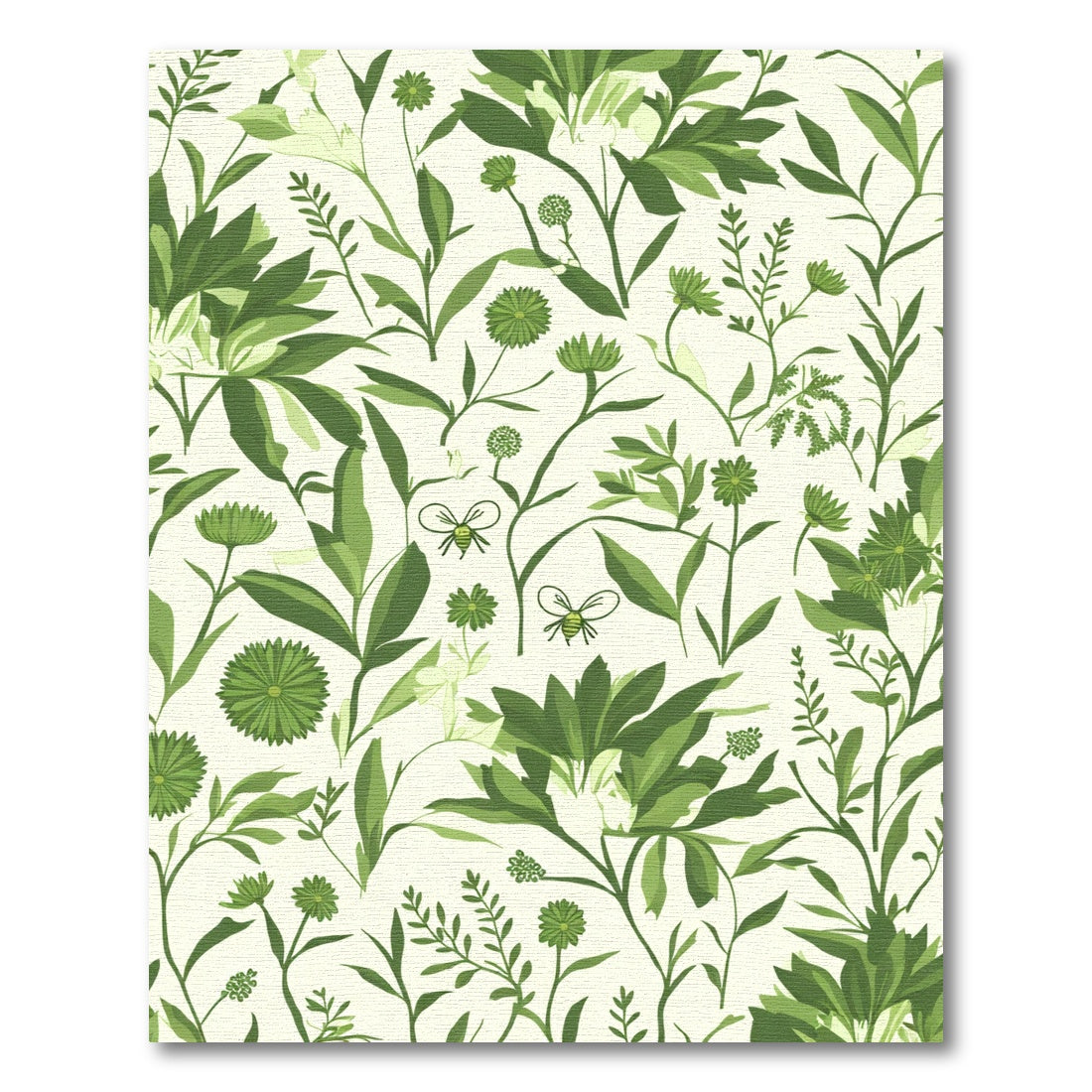 Green Floral Botanical Bee Garden Rug