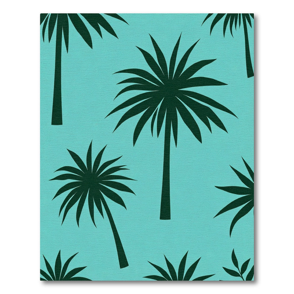 Teal Dark Green Palm Silhouette Rug