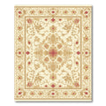 Cream Red Floral Damask Medallion Rug