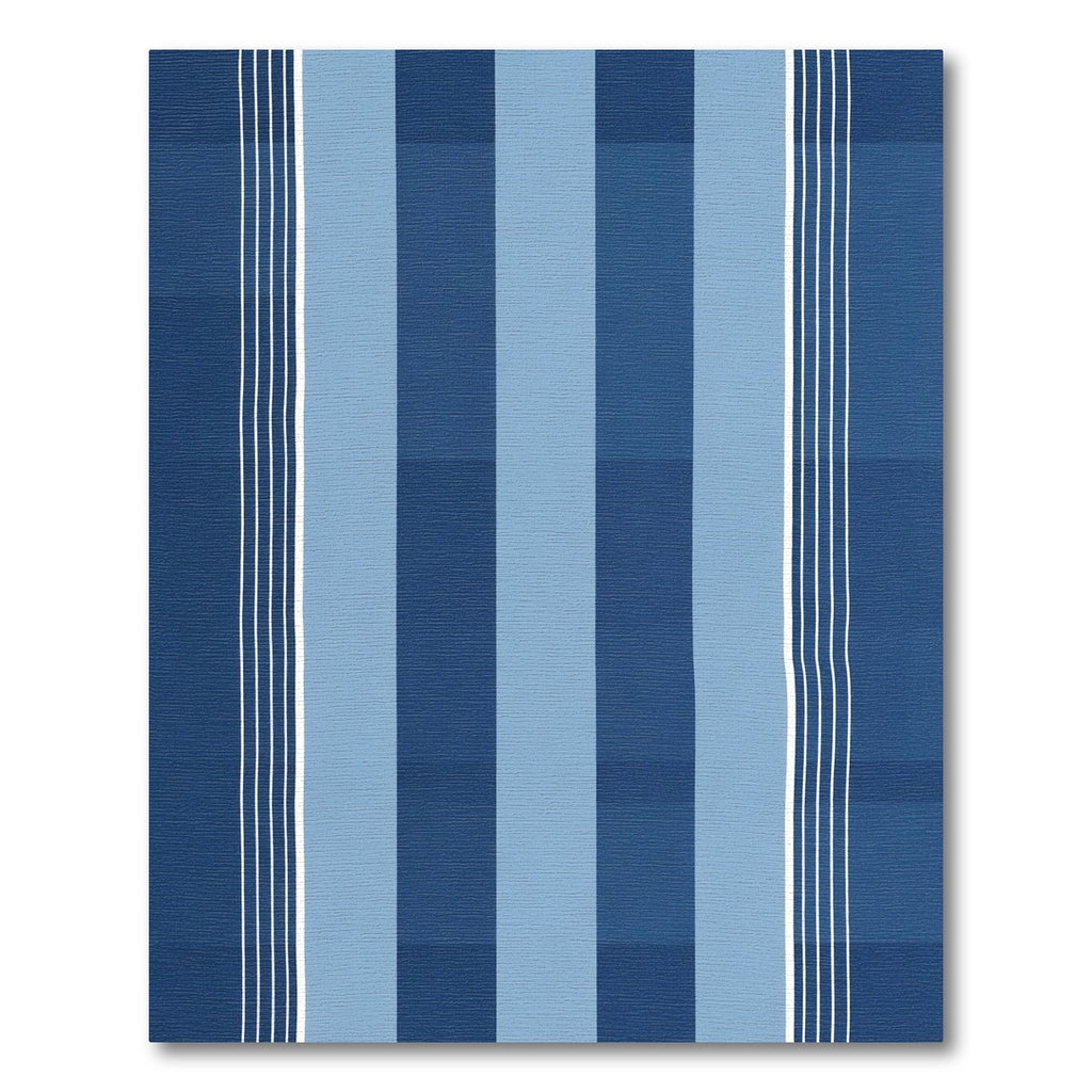 Deep Blue Multi-Stripe Hand-Drawn Rug