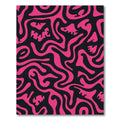Vibrant Pink Swirl Black Abstract Rug
