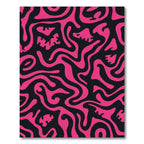 Vibrant Pink Swirl Black Abstract Rug
