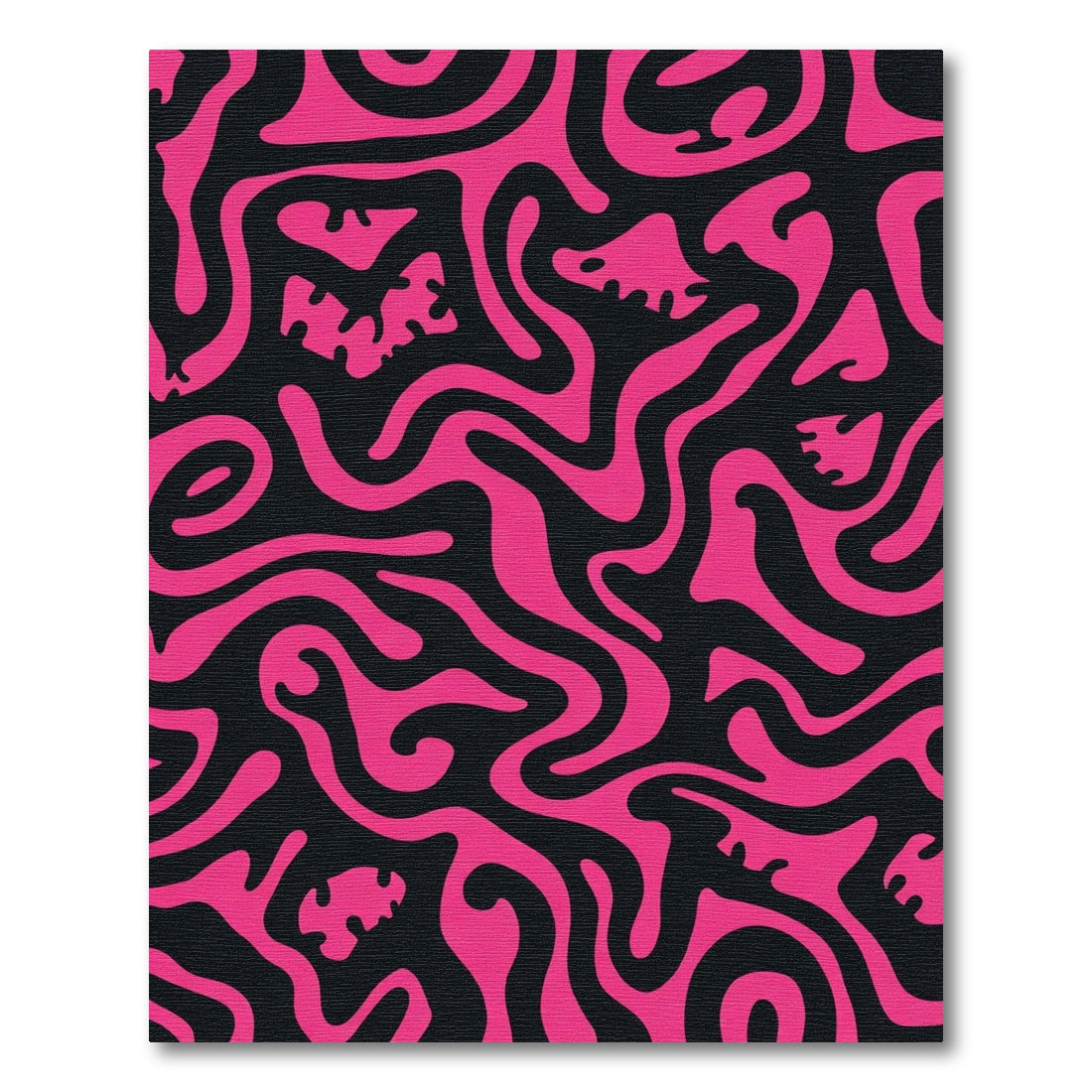 Vibrant Pink Swirl Black Abstract Rug