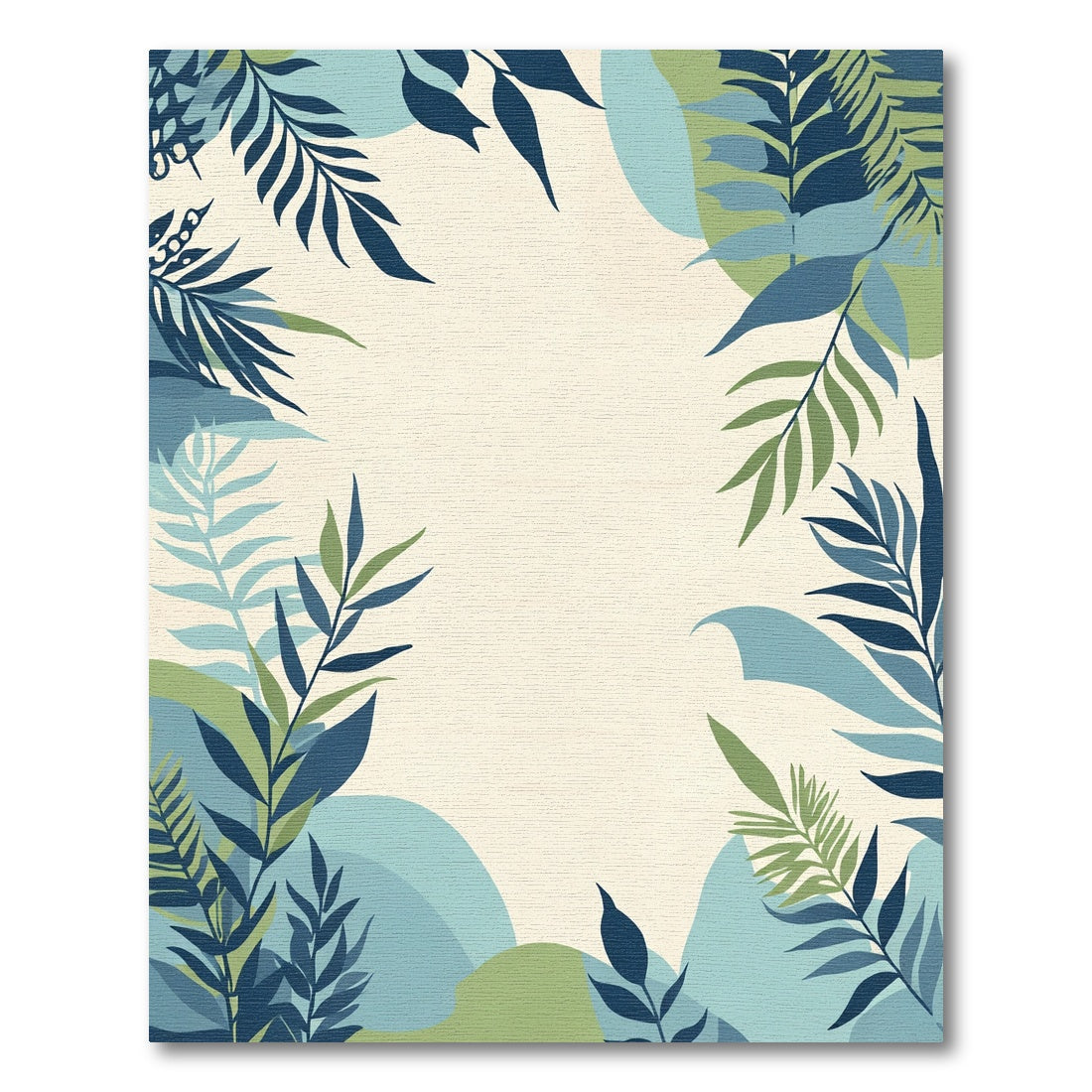 Coastal Blue Green Leafy Abstract Rug
