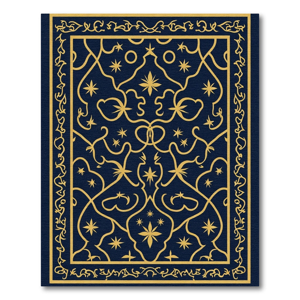 Ornate Golden Starry Night Rug
