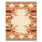 Terracotta Geometric Tribal Stripes Rug