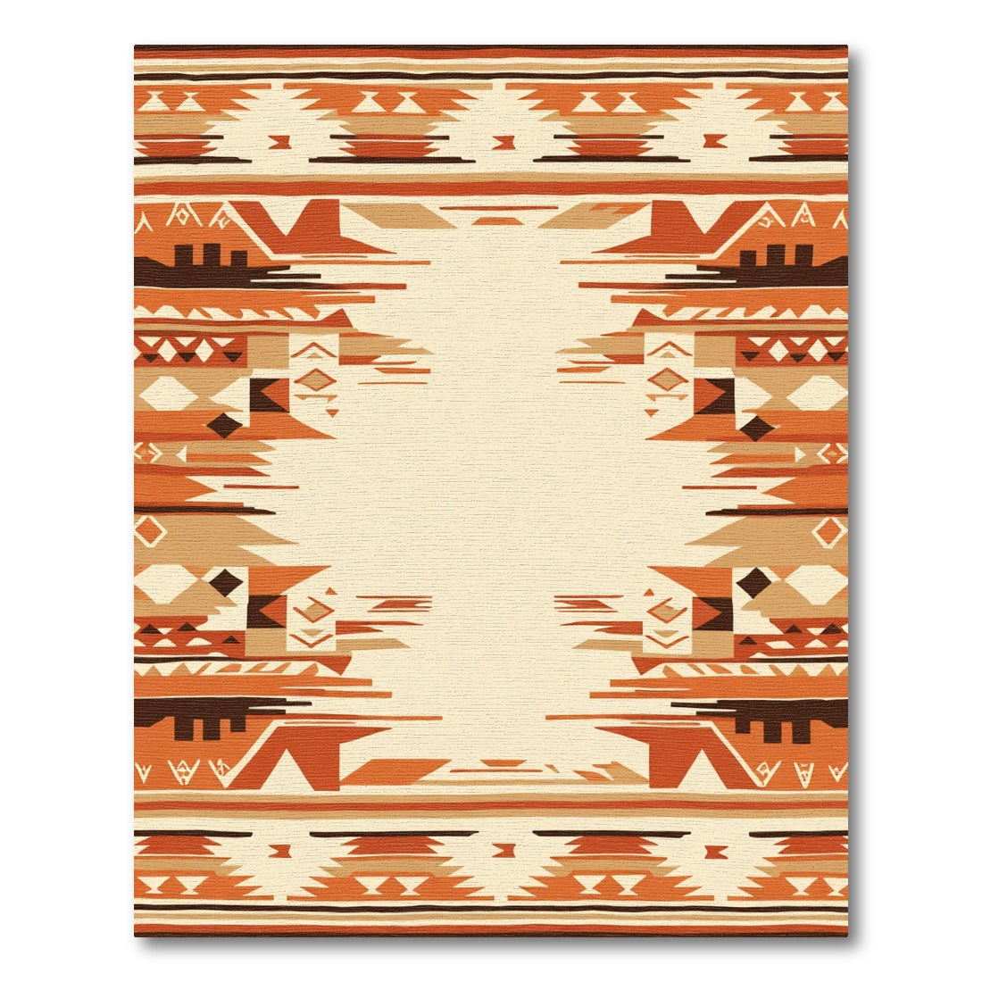 Terracotta Geometric Tribal Stripes Rug