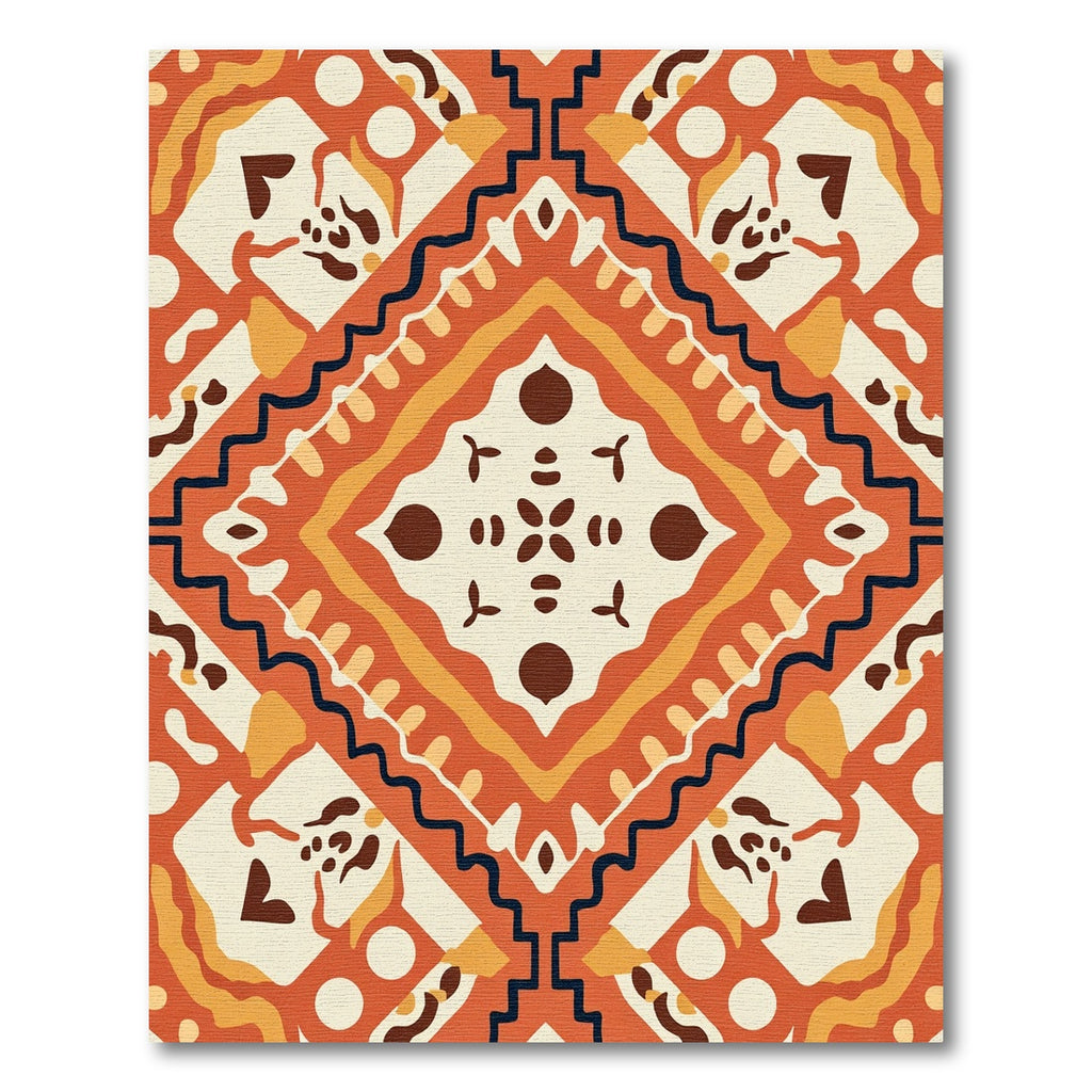 Geometric Amber Tribal Diamond Rug