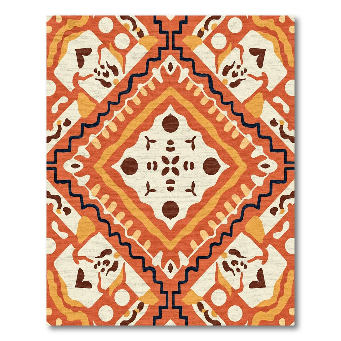 Geometric Amber Tribal Diamond Rug