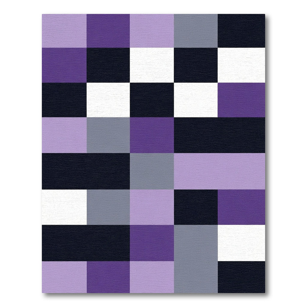Modern Geometric Blocks Lavender Black Rug