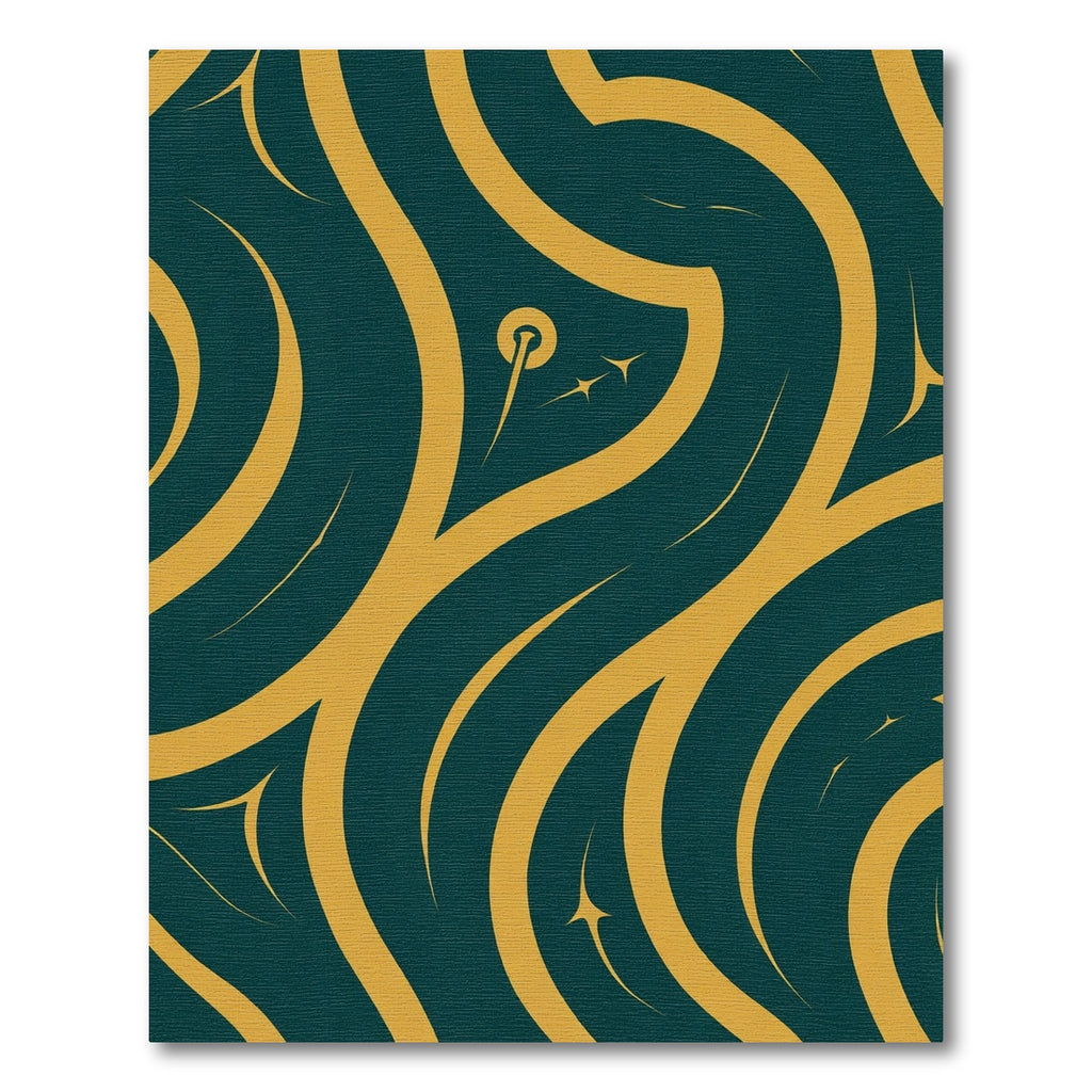 Deep Teal Gold Abstract Swirls Rug
