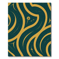 Deep Teal Gold Abstract Swirls Rug
