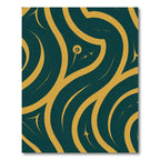 Deep Teal Gold Abstract Swirls Rug