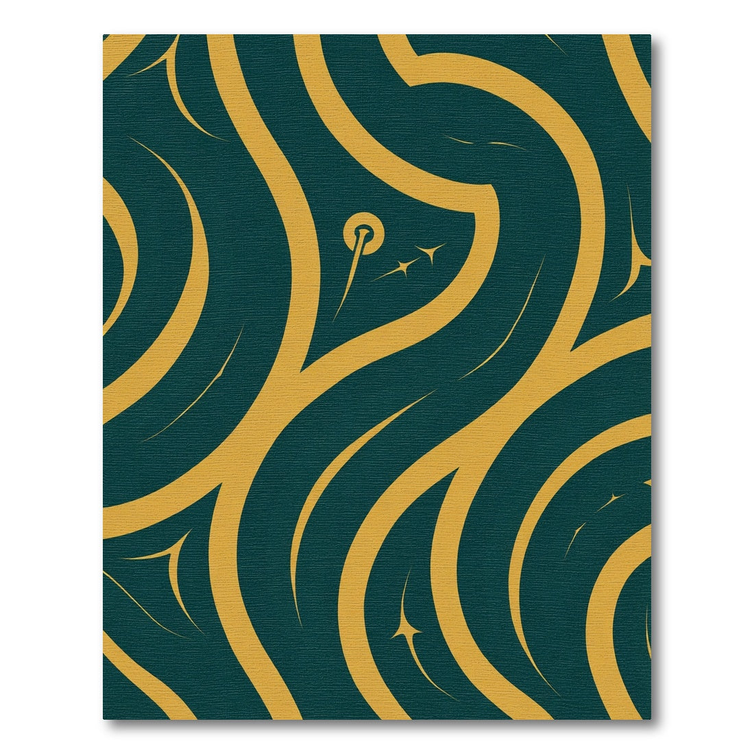 Deep Teal Gold Abstract Swirls Rug