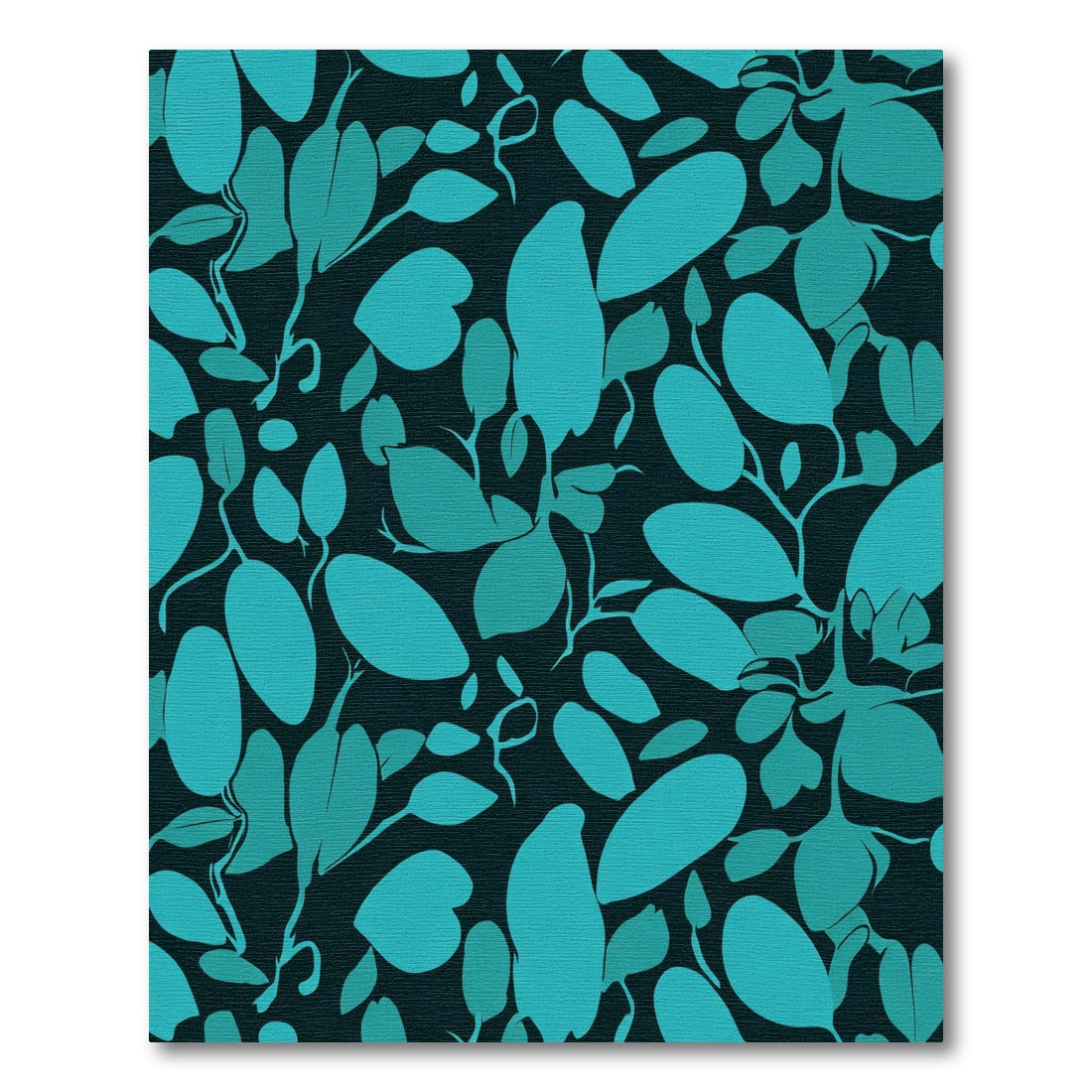 Teal Leafy Vine Silhouette Rug