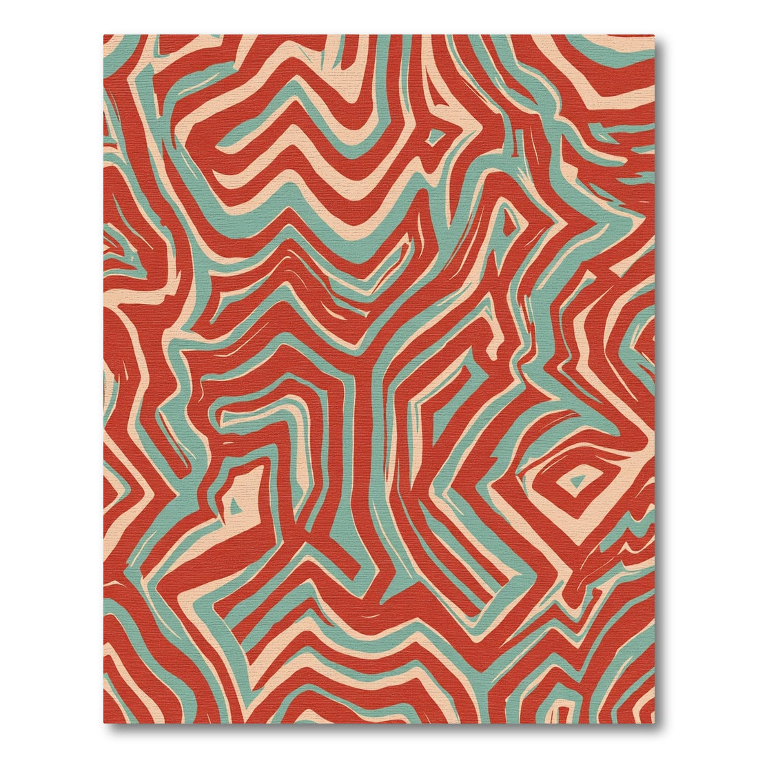 Red Teal Abstract Swirl Rug