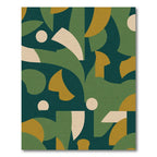 Deep Green Abstract Geometric Composition Rug