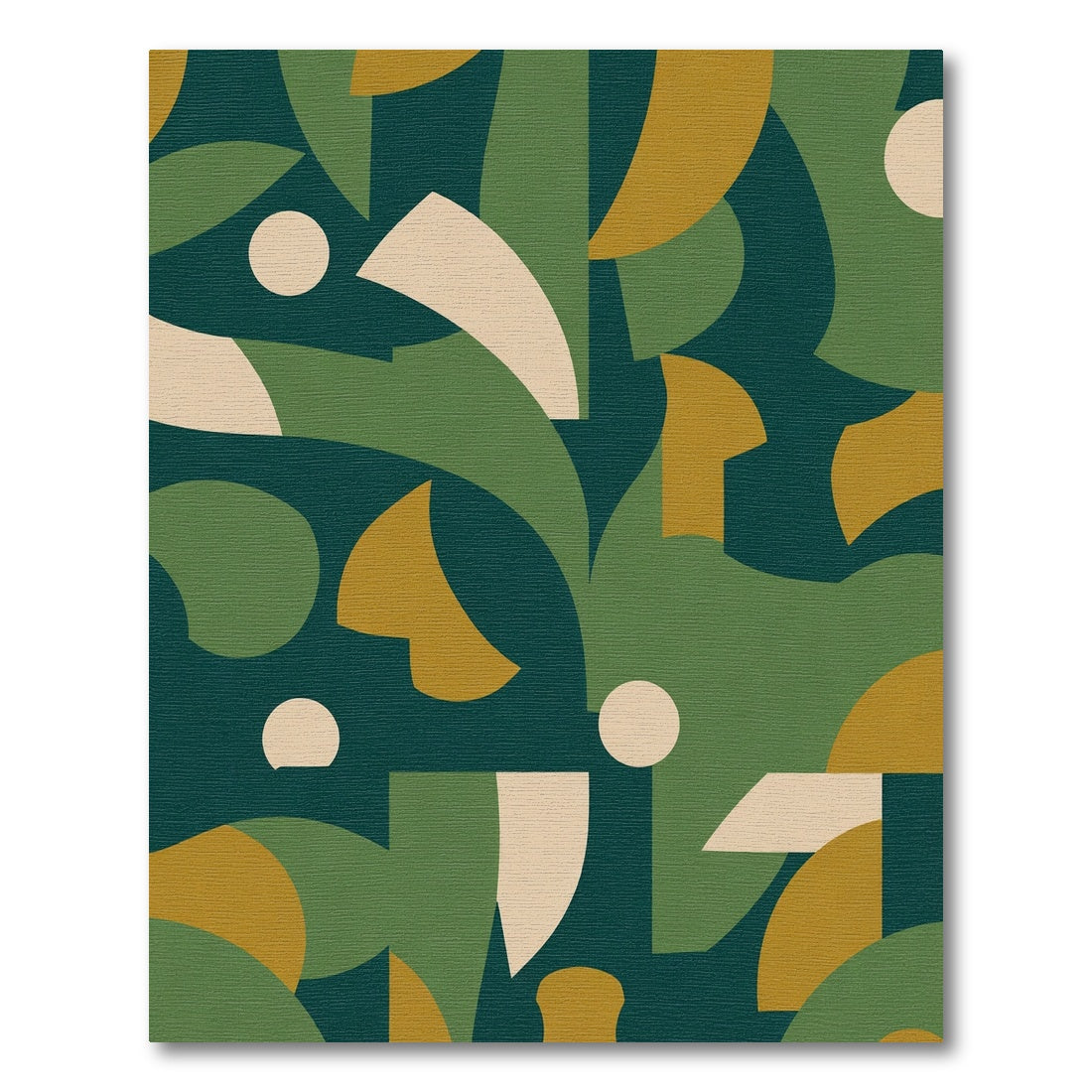 Deep Green Abstract Geometric Composition Rug