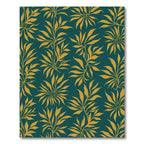 Golden Leafy Branches Teal Rug