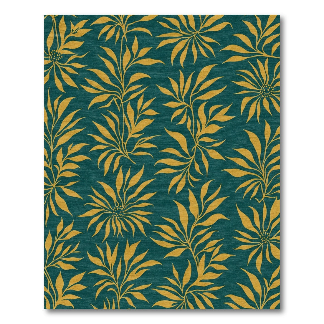 Golden Leafy Branches Teal Rug