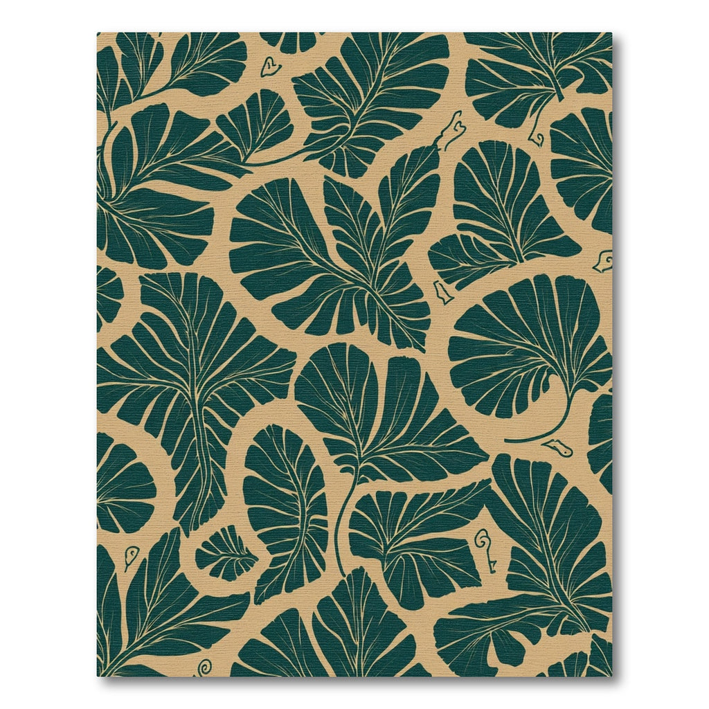 Lush Teal Fan Leaf Arrangement Rug