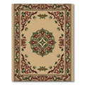 Crimson Green Floral Medallion Border Rug