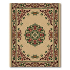 Crimson Green Floral Medallion Border Rug
