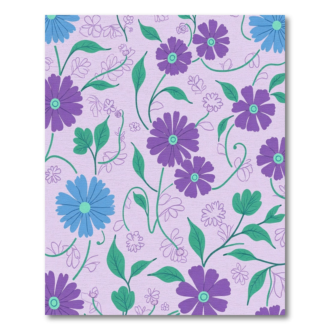 Lavender Purple Blue Floral Whimsy Rug