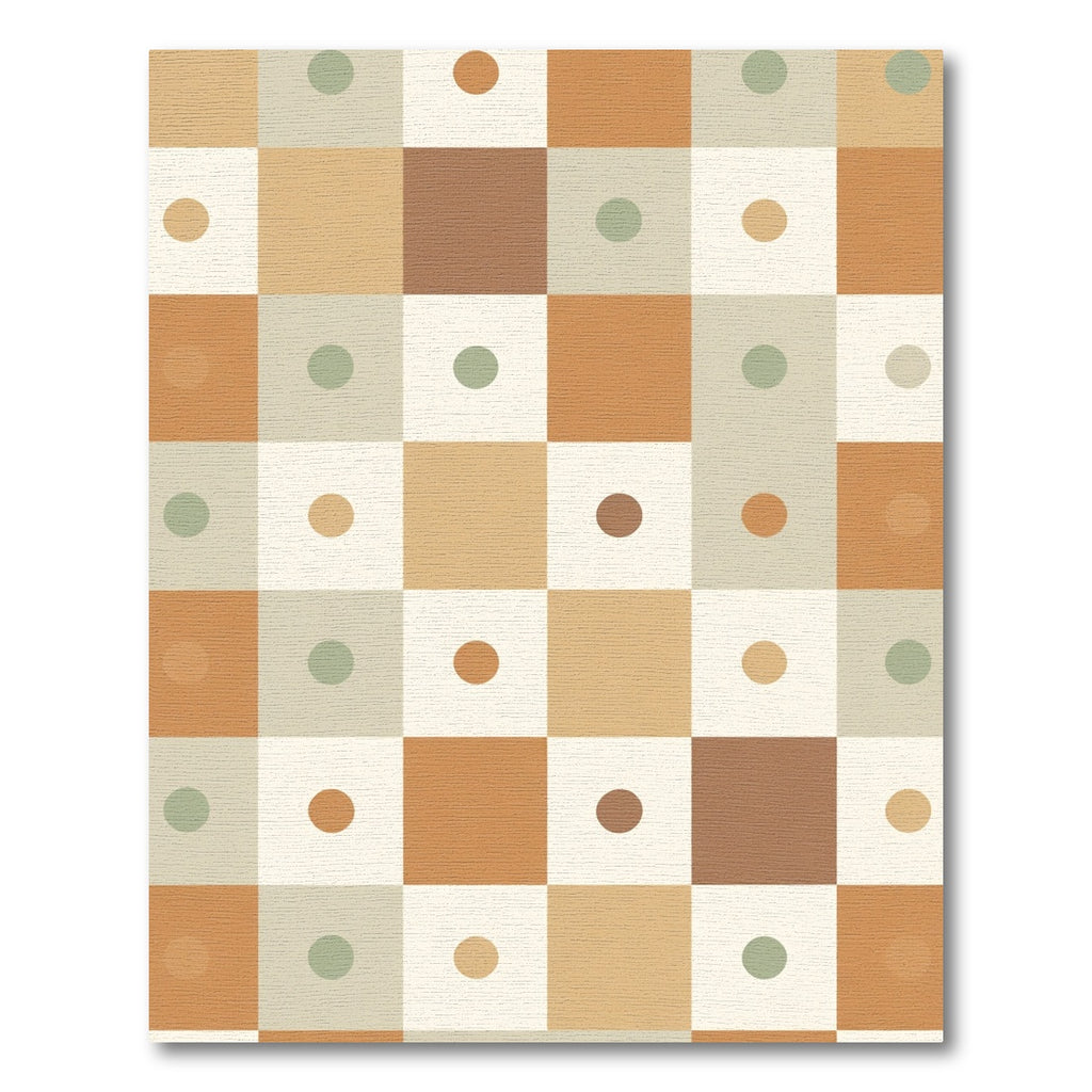 Terracotta Sage Squares Polka Dot Rug
