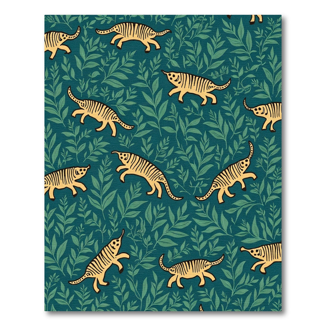 Yellow Tiger Jungle Foliage Rug