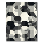 Monochromatic Geometric Honeycomb Tesselation Rug
