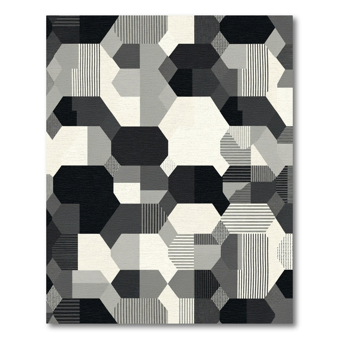 Monochromatic Geometric Honeycomb Tesselation Rug