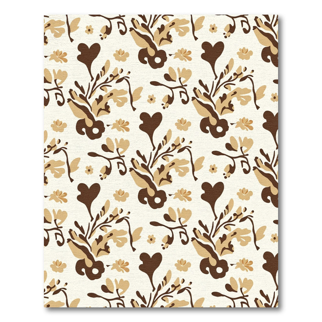 Brown Tan Heart Floral Scroll Rug