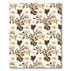Brown Tan Heart Floral Scroll Rug