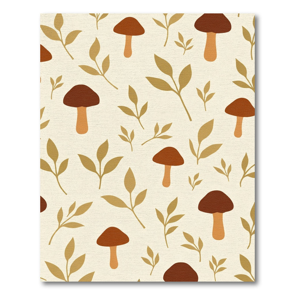 Earthy Mushroom and Leaf Scatter Rug