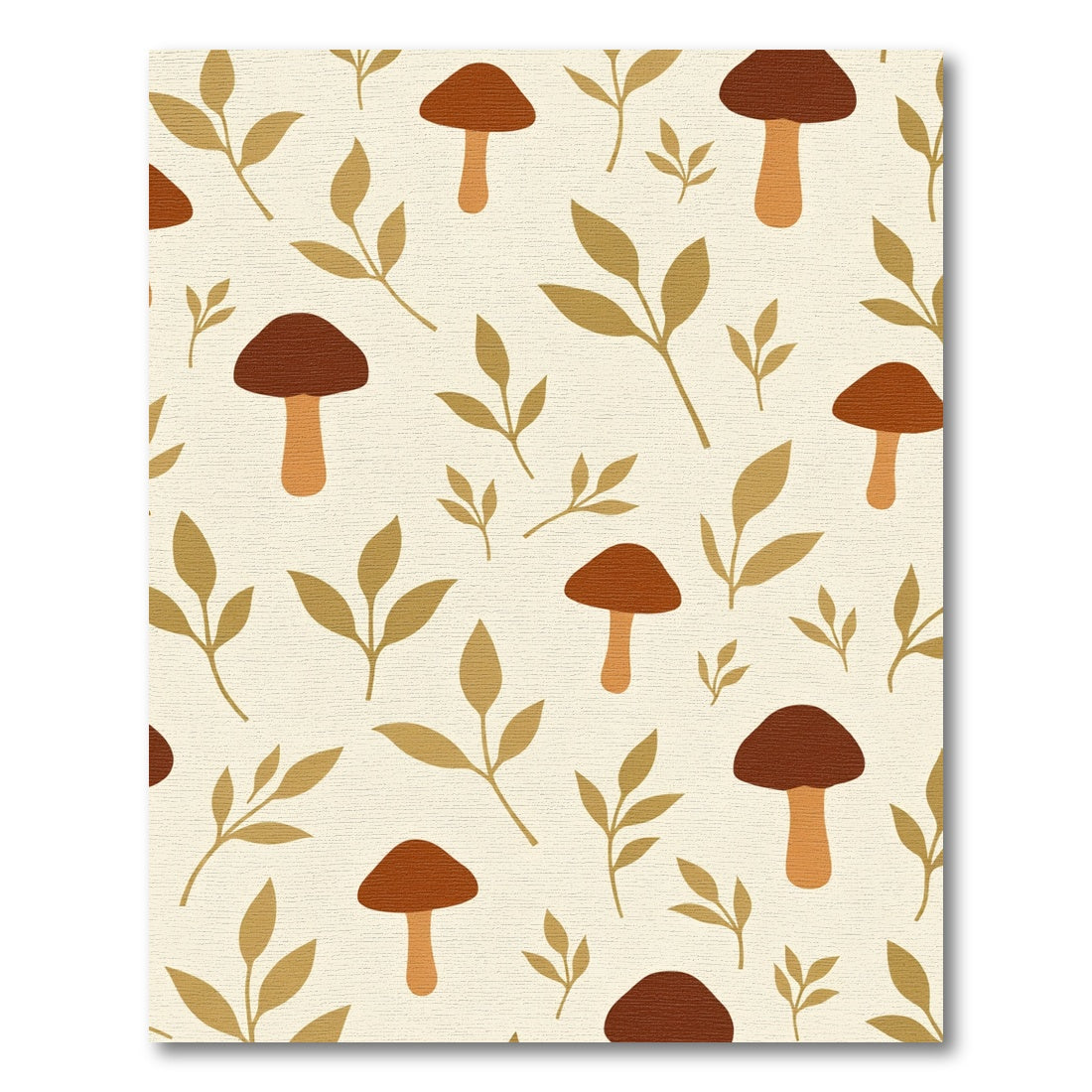 Earthy Mushroom and Leaf Scatter Rug