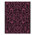 Bright Pink Flourish Damask Rug