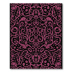 Bright Pink Flourish Damask Rug
