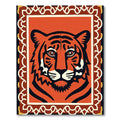 Bold Orange Tiger Face Border Rug