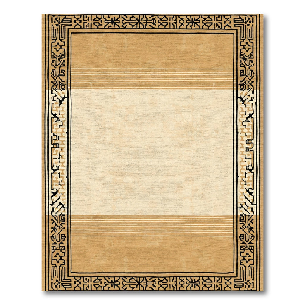 Sepia Geometric Border Stripes Rug
