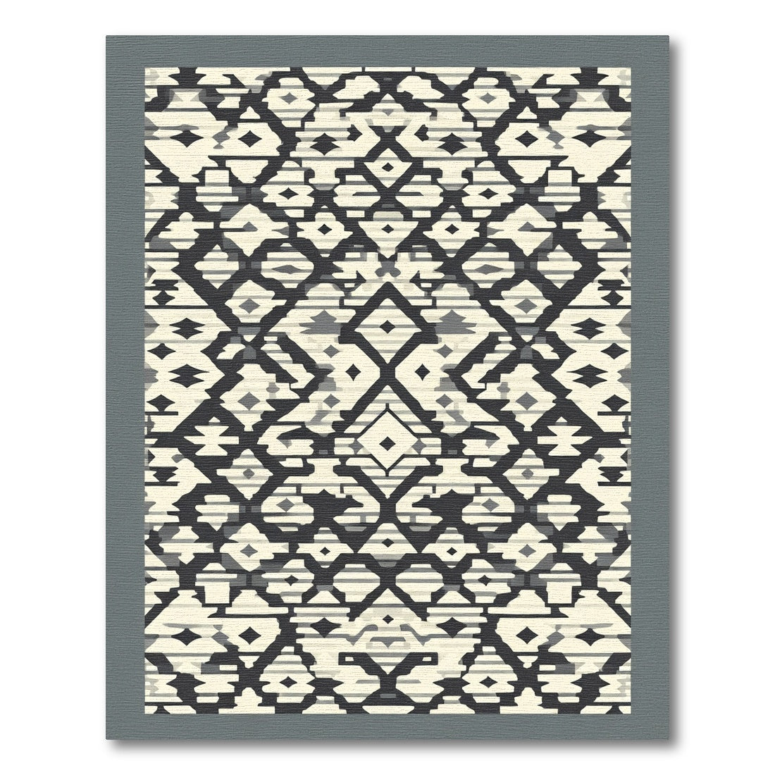 Monochrome Geometric Tribal Diamond Rug