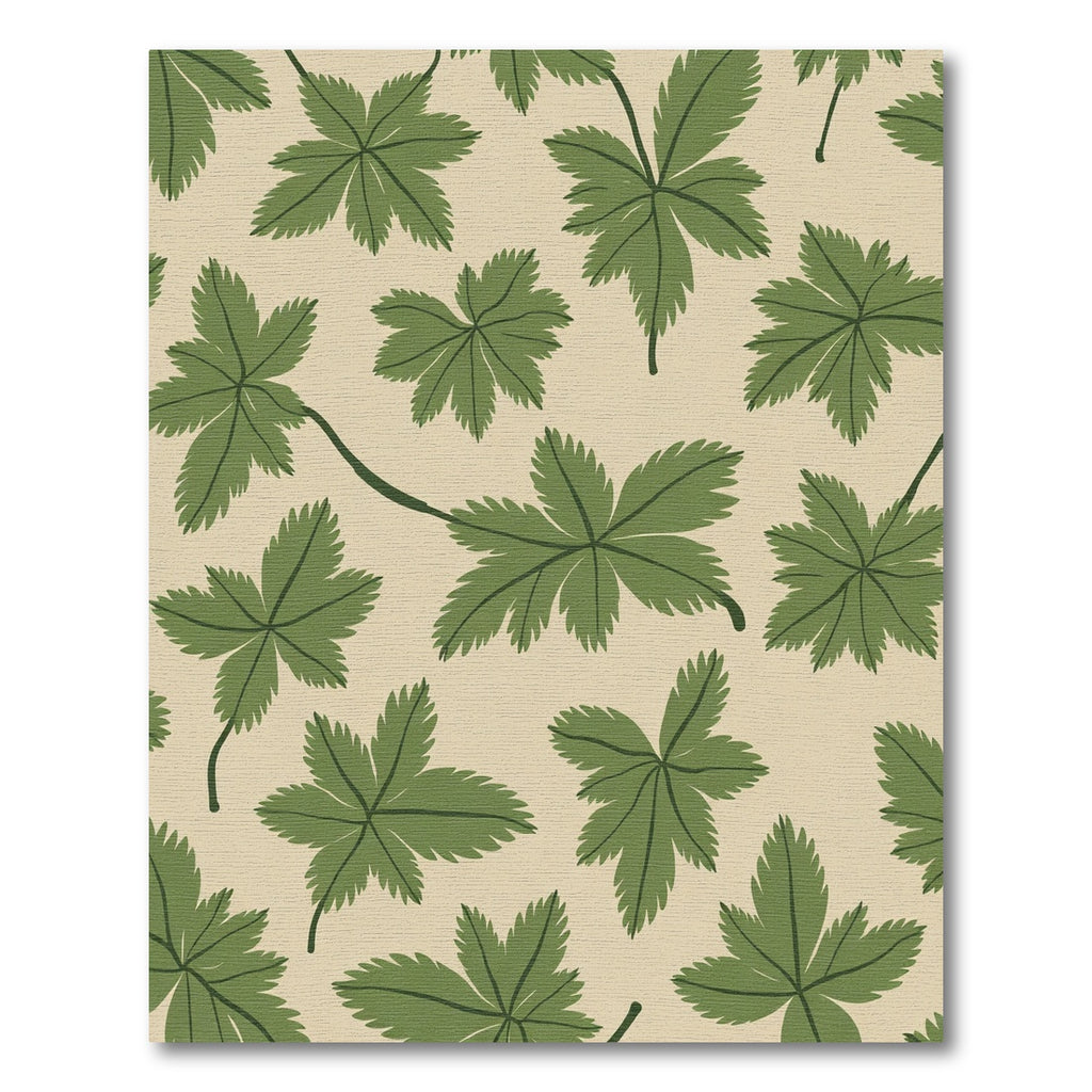 Green Leafy Branches Cream Rug