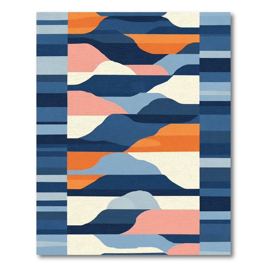 Abstract Blue Orange Horizon Landscape Rug