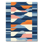 Abstract Blue Orange Horizon Landscape Rug