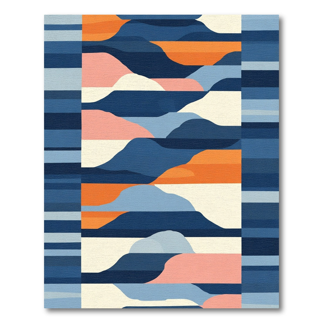 Abstract Blue Orange Horizon Landscape Rug
