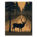 Misty Forest Deer Silhouette Rug