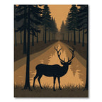 Misty Forest Deer Silhouette Rug