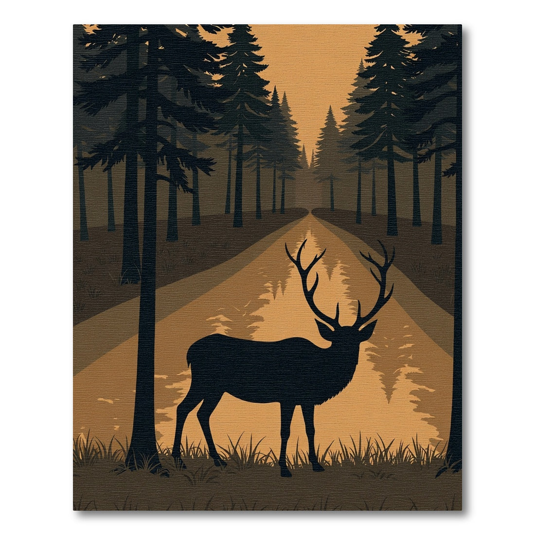 Misty Forest Deer Silhouette Rug