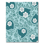 Teal Aqua White Floral Botanical Whimsical Rug