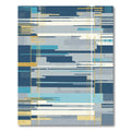 Modern Blue Gold Geometric Stripe Rug